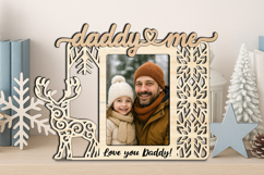 SVG Christmas Daddy and Me Photo Frame Gift Winter Deer Wood Product Image 2
