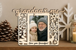 Holiday SVG Grandpa &amp; Me Winter Photo Frame Laser Christmas Product Image 2