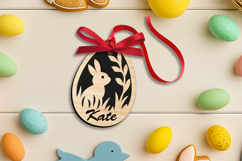 Rabbit Easter Name Basket Tag SVG Label Laser Gift Present Product Image 2