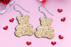 SVG Bears Laser Valenitne Earring Love Present Romantic Gift Product Image 2