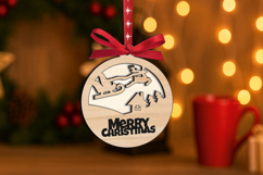 Laser SVG Merry Christmas Santa's Sledge Ornament Present Product Image 2