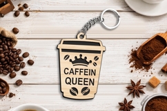 Caffein Queen Cup Keychain Gift SVG Laser Present Takeaway Product Image 2