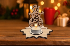 SVG Christmas Candle Holder Snowman Winter Pattern Laser Product Image 2