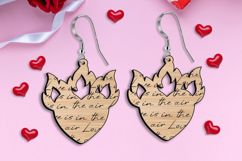 Heart on Fire Engraved Text Earring SVG Laser Valentine Gift Product Image 2