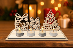 SVG Festivities Gifts Tree Christmas Candles Holder Laser Product Image 2