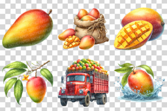 Apple Mango | Watercolor Tropical Red Yellow Orange PNG Art Product Image 2