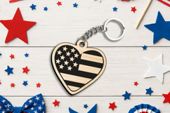 Heart Amercian Banner 4th of July Keychain Laser SVG Gift Product Image 2