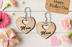 Mother's Day Heart Cutout Mom Earrings Design SVG Laser Gift Product Image 2