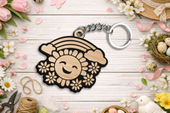 Happy Spring Sun Keychain Laser SVG Gift Rainbow Accessory Product Image 2