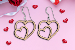 Two Love Hearts Romantic Earring SVG Valentine Laser Gift Product Image 2