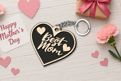Love Heart Mother's Day Keychain Gift SVG Laser Holiday Mom Product Image 2