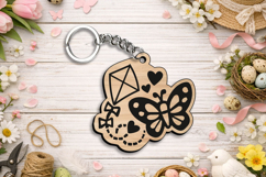 Spring Butterfly Kite Keychain Laser SVG Gift Accessory Home Product Image 2