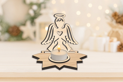 SVG Serenity Angel Candle Holder Laser Christmas Holiday Product Image 2