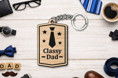 SVG Laser Classy Dad Father's Day Keychain Gift Grandpa Papa Product Image 2
