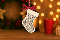 SVG Christmas Gift Holiday Sock Ornament Laser Present Product Image 3