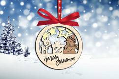 Deer Snowman SVG Merry Christmas Ornament Gift Laser Holiday Product Image 2