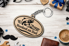 SVG Hooked on Dad Father Day Keychain Gift Laser Grandpa Product Image 2