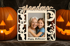 SVG Halloween Grandma Photo Frame Laser Spooky Gift Present Product Image 2