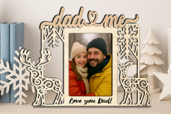 Deer Couple Christmas Dad and Me Photo Frame SVG Laser Gift Product Image 2