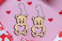 Love Bear Heart Earring SVG Valentine Laser Gift Romantic Product Image 3