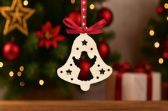 Holiday SVG Christmas Bell Angle Gift Ornament Laser Present Product Image 2