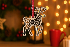 SVG Elk Christmas Ornament Holiday Winter Pattern Laser gift Product Image 2