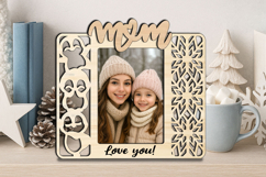 SVG Christmas Penguin Mom Photo Frame Laser Gift Winter Pic Product Image 2