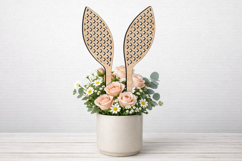 SVG Easter Bunny Ears Planter Cross Pattern Laser Present Product Image 2