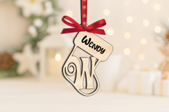 SVG Letter W Sock Laser Christmas Ornament Alphabet Monogram Product Image 2