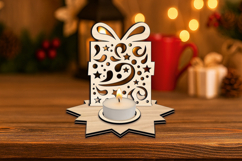 Holiday Present Christmas Pattern SVG Laser Candle Holder Product Image 2
