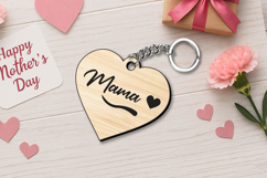 Heart Shaped Mothers Day Keychain Gift SVG Laser Present Mom Product Image 2