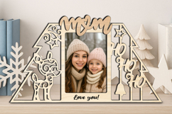 Ho Ho Ho Deer Christmas Mom SVG Photo Frame Laser Present Product Image 2