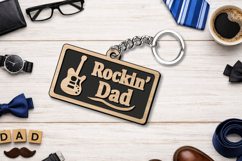Laser SVG Rocking Dad Father Day Keychain Gift Guitar Music Product Image 3