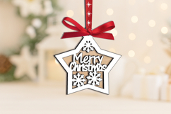 Merry Christmas Star Ornament SVG Laser Home Decor Present Product Image 2