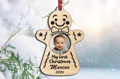 SVG Ginger Figure First Christmas Baby Photo Ornament Laser Product Image 2