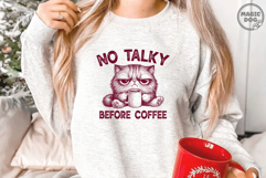 No Talky Before Coffee Funny Cat Meme|Adult Humor|Cat Lover Product Image 2