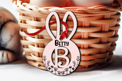Laser Easter Letter B Basket Tag Ornament SVG Flowers Bunny Product Image 2