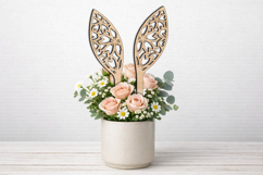 Flowers SVG Easter Bunny Ears Planter Laser Present Gift Product Image 2
