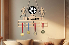 Football Woman Medal Hanger Sport Wall Decor SVG Laser Gift Product Image 2