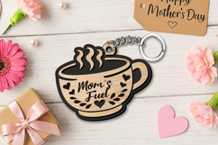 Cup of Coffee Mother's Day Letter Keychain Gift SVG Laser Product Image 3