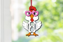 Chicken Letter H SVG Easter Basket Name Tag Holiday Ornament Product Image 2