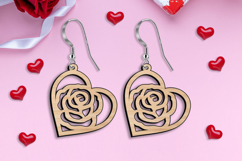 Rose Heart Romantic Earring SVG Valentine Laser Gift Love Product Image 2