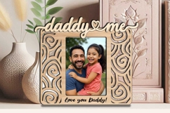 Daddy and Me SVG Swirls Abstract Design Photo Frame Laser Product Image 2