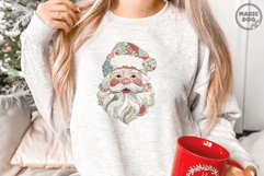 Watercolor Santa Claus|Vintage Patchwork Christmas Clipart Product Image 2