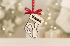 Christmas Sock Laser Letter Y Ornament SVG Alphabet Monogram Product Image 3