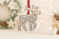 Christmas Ornament SVG Moose Holiday Winter Pattern Laser Product Image 2