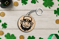 Laser SVG Leprechaun Face Keychain Patrick Day Lucky Charm Product Image 2