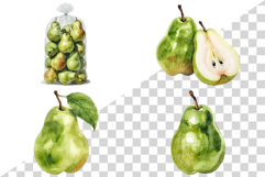 Red Pear | Watercolor fruit fresh ripe juicy png Clipart Product Image 2