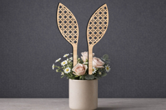 Easter Bunny Ears Planter Rattan Pattern SVG Laser Present Product Image 2