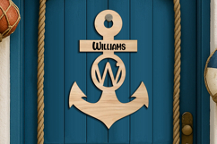 Letter W Door Hanger SVG Sea Anchor Nautical Family Alphabet Product Image 2